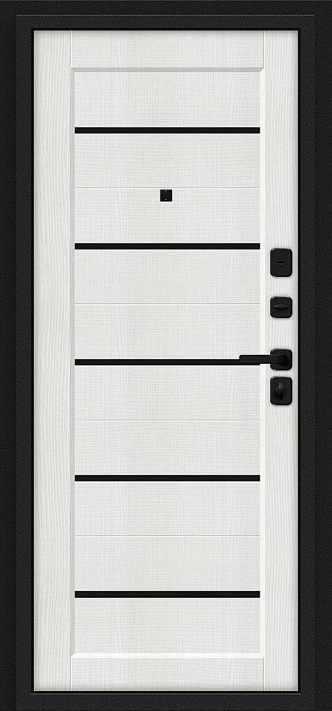 Входная дверь Борн/SBlack Букле черное/Bianco Melinga BR6182 внутренняя сторона