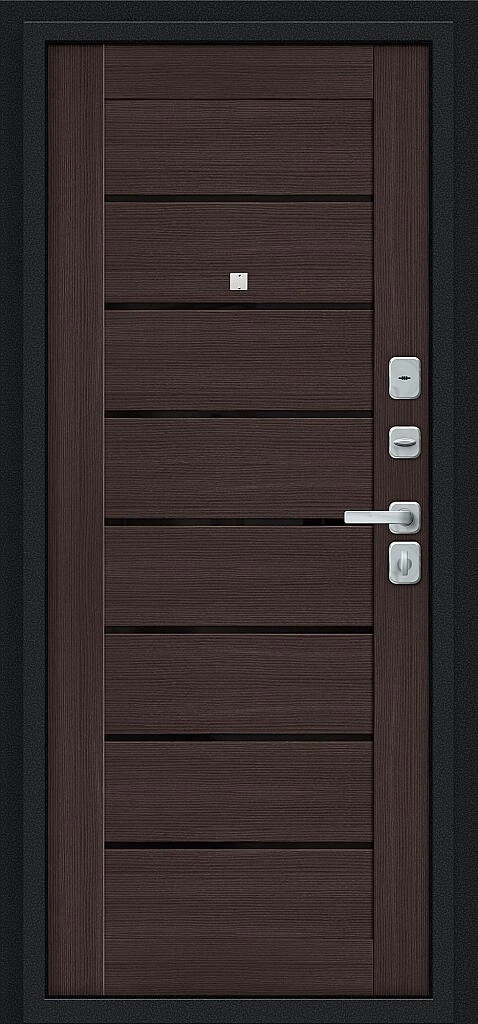 Входная дверь Техно/BChrome Букле черное/Wenge Melinga BR6190 внутренняя сторона