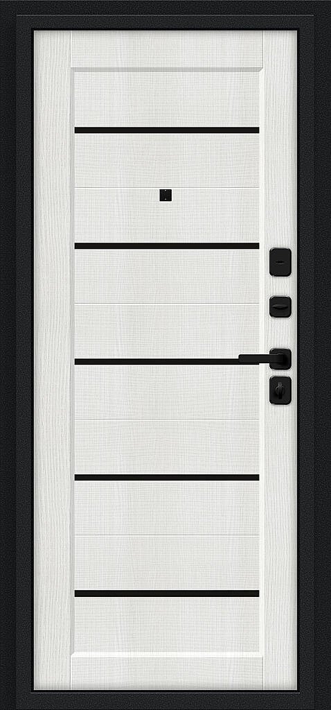 Входная дверь Борн/SBlack Букле черное/Bianco Melinga BR6182 внутренняя сторона